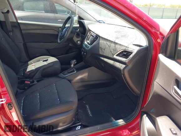 2022 Hyundai Accent SE with VIN 3KPC24A6XNE183245, listed as a IAAI auction lot 42216371 with 20,599 mi miles and . Bid and sale history available at DreamBid. Image 5.
