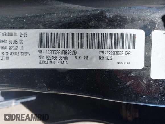 2015 Chrysler 200 S with VIN 1C3CCCBB1FN670130, listed as a IAAI auction lot 42054060 with 83,620 mi miles and . Bid and sale history available at DreamBid. Image 9.