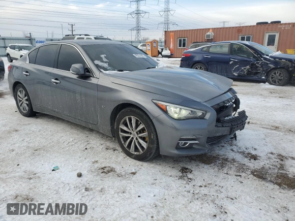 2015 Infiniti Q50 with VIN JN1BV7AR7FM420388, listed as a Copart auction lot 45231595 with 90,259 mi miles and Salvage Title. Bid and sale history available at DreamBid. Image 4.