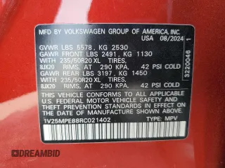 2024 Volkswagen ID.4 S z VIN 1V25MPE88RC021402, wystawiony jako Copart lot #52414575 z przebiegiem 2145 mil mil oraz Szkody całkowita. Historia ofert i sprzedaży dostępna na DreamBid. Obrazek 15.