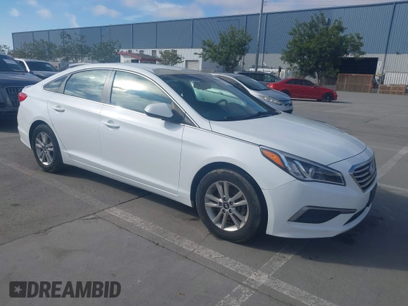 2016 Hyundai Sonata SE with VIN 5NPE24AF7GH345145, listed as a IAAI auction lot 41999228 with 76,917 mi miles and . Bid and sale history available at carsss.com. Image 1.