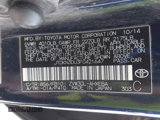 2015 Toyota Prius Four with VIN JTDKN3DU3F0421647, listed as a IAAI auction lot 41830343 with 223,297 mi miles. Bid and sale history available at carsss.com. Image 9.