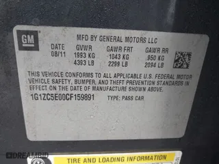 2012 Chevrolet Malibu LT w/1LT with VIN 1G1ZC5E00CF159891, listed as a IAAI auction lot 41908561 with 134,109 mi miles. Bid and sale history available at carsss.com. Image 9.