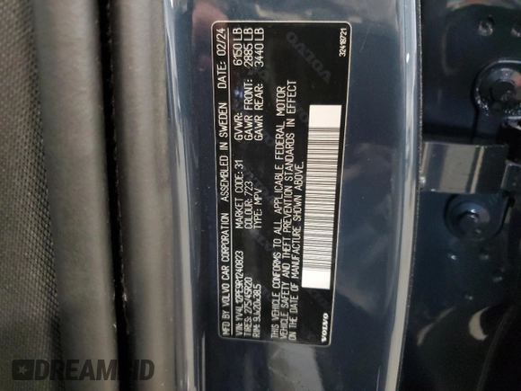 2024 Volvo XC90 Plus Bright Theme with VIN YV4L12PE9R1240823, listed as a Copart auction lot 55363595 with 14,348 mi miles and Salvage Title. Bid and sale history available at DreamBid. Image 13.