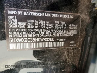 2017 BMW X3 xDrive28i with VIN 5UXWX9C35H0W80200, listed as a Copart auction lot 43556204 with 80,252 mi miles and Clean Title. Bid and sale history available at DreamBid. Image 12.
