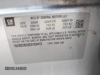 2012 Cadillac CTS z VIN 1G6DC5E52C0152413, wystawiony jako IAAI lot #42424517 z przebiegiem Nie podano mil oraz . Historia ofert i sprzedaży dostępna na DreamBid. Obrazek 9.