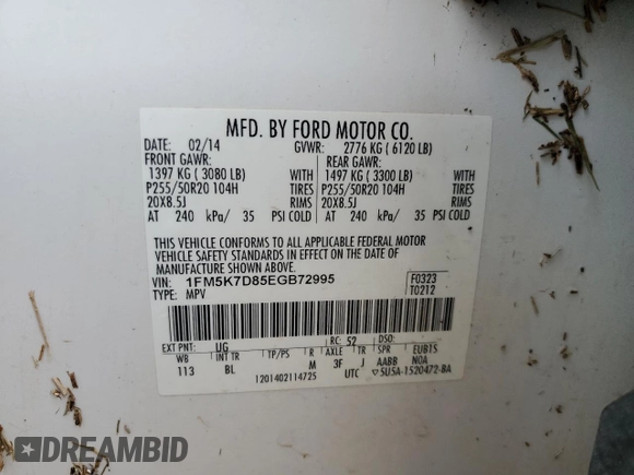2014 Ford Explorer XLT z VIN 1FM5K7D85EGB72995, wystawiony jako Copart lot #55491615 z przebiegiem 258 871 mil mil oraz Szkoda całkowita • Salvage title. Historia ofert i sprzedaży dostępna na DreamBid. Obrazek 13.