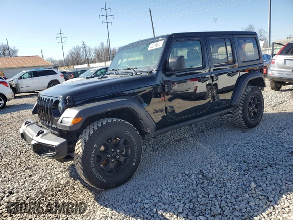2021 Jeep Wrangler Unlimited Willys Sport with VIN 1C4HJXDG2MW569922, listed as a Copart auction lot 44619615 with 47,641 mi miles and Salvage title. Bid and sale history available at DreamBid. Image 1.