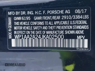 2018 Porsche Cayenne z VIN WP1AA2A24JKA02500, wystawiony jako IAAI lot #41885724 z przebiegiem 70 183 mil mil oraz . Historia ofert i sprzedaży dostępna na DreamBid. Obrazek 9.