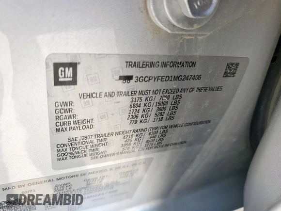 2021 Chevrolet Silverado 1500 LT Trail Boss with VIN 3GCPYFED1MG247406, listed as a Copart auction lot 55861975 with 41,423 mi miles and Salvage Title. Bid and sale history available at DreamBid. Image 12.