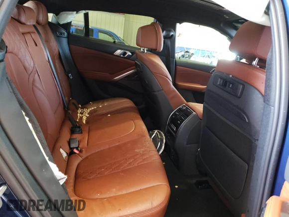 2023 BMW X6 M50i with VIN 5UXCY8C03P9N56839, listed as a Copart auction lot 63609632 with 0 mi miles. Bid and sale history available at carsss.com. Image 6.