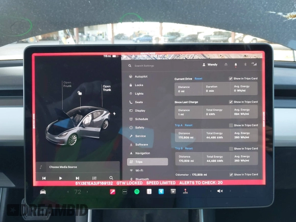 2018 Tesla Model 3 Long Range Battery with VIN 5YJ3E1EA3JF169132, listed as a IAAI auction lot 41678383 with 170,809 mi miles and . Bid and sale history available at DreamBid. Image 7.
