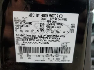 2012 Ford Escape XLT с VIN 1FMCU9DG6CKC42020, выставлен на аукционе Copart как лот 61827055 с пробегом 146 456 миль миль и Чистый • Clean title. История ставок и продаж доступна на DreamBid. Изображение 13.