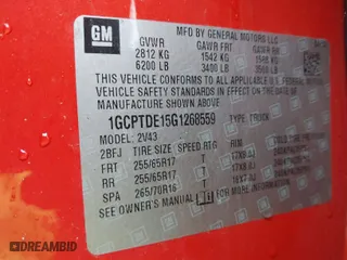 2016 Chevrolet Colorado 4WD Z71 with VIN 1GCPTDE15G1268559, listed as a IAAI auction lot 41560339 with 123,164 mi miles. Bid and sale history available at carsss.com. Image 9.