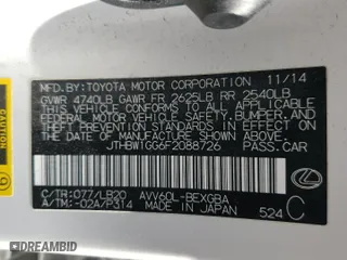 2015 Lexus ES 300h Hybrid with VIN JTHBW1GG6F2088726, listed as a Copart auction lot 36936663 with 68,060 mi miles. Bid and sale history available at carsss.com. Image 13.