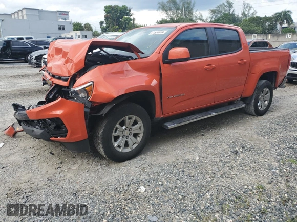 2021 Chevrolet Colorado 2WD LT with VIN 1GCGSCEA1M1137380, listed as a Copart auction lot 71958934 with 53,894 mi miles and Non Repairable. Bid and sale history available at carsss.com. Image 1.