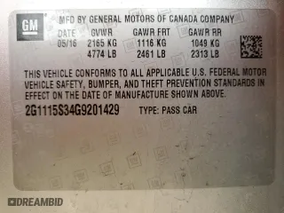 2016 Chevrolet Impala LT with VIN 2G1115S34G9201429, listed as a Copart auction lot 47064225 with 130,744 mi miles and Salvage Title. Bid and sale history available at carsss.com. Image 13.