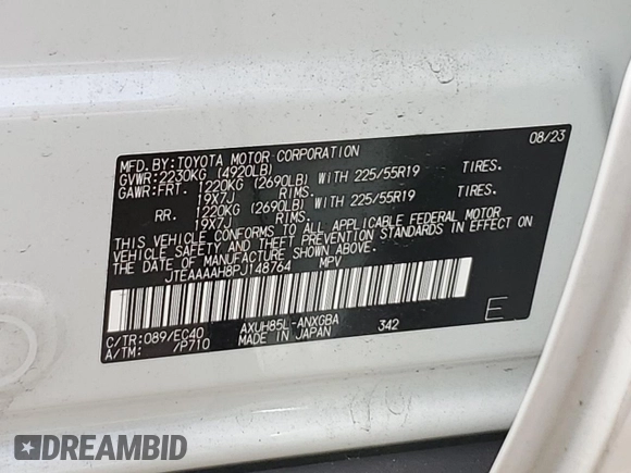 2023 Toyota Venza LE with VIN JTEAAAAH8PJ148764, listed as a Copart auction lot 72097764 with 6,339 mi miles and Salvage Title. Bid and sale history available at carsss.com. Image 13.