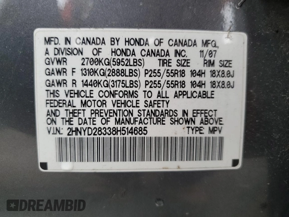 2008 Acura MDX Tech Pkg with VIN 2HNYD28338H514685, listed as a Copart auction lot 43176295 with 229,420 mi miles and Salvage Title. Bid and sale history available at carsss.com. Image 13.