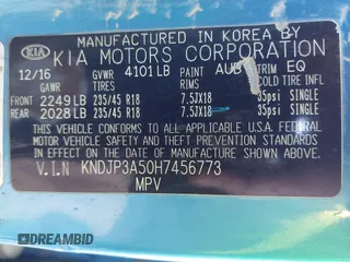 2017 Kia Soul + with VIN KNDJP3A50H7456773, listed as a IAAI auction lot 41482489 with 143,752 mi miles. Bid and sale history available at carsss.com. Image 9.