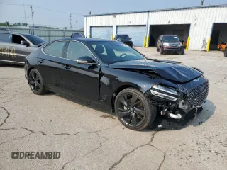 2023 Genesis G70 2.0T with VIN KMTG34TA7PU116043, listed as a Copart auction lot 59585225 with 8,021 mi miles and Salvage title. Bid and sale history available at DreamBid. Image 4.