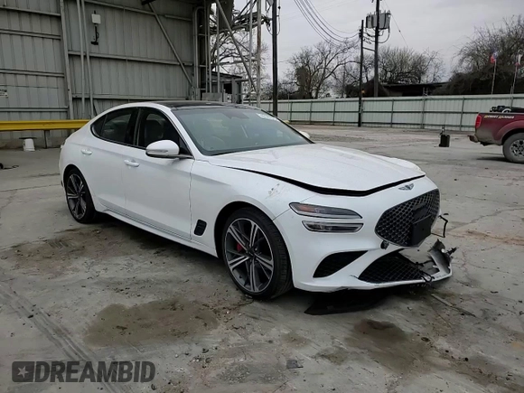 2024 Genesis G70 2.5T with VIN KMTG34SC8RU137005, listed as a Copart auction lot 45147975 with 5,448 mi miles and Salvage Title. Bid and sale history available at carsss.com. Image 10.