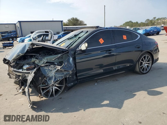 2022 Genesis G70 2.0T with VIN KMTG34TA6NU098213, listed as a Copart auction lot 76084664 with 64,405 mi miles and Non Repairable. Bid and sale history available at DreamBid. Image 1.