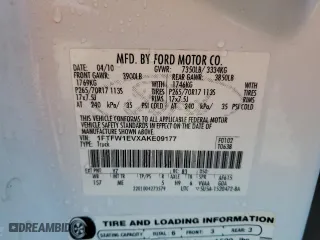 2010 Ford F-150 XL with VIN 1FTFW1EVXAKE09177, listed as a Copart auction lot 52142525 with 113,336 mi miles and Salvage Title. Bid and sale history available at carsss.com. Image 14.