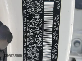 2020 Toyota Prius L Eco with VIN JTDKARFU0L3125927, listed as a Copart auction lot 63796095 with 21,895 mi miles and Salvage title. Bid and sale history available at DreamBid. Image 12.