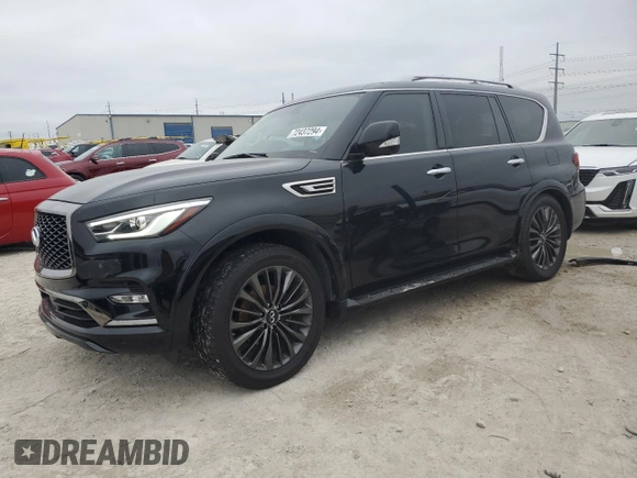 2021 Infiniti QX80 LUXE with VIN JN8AZ2AF6M9715895, listed as a Copart auction lot 72437294 with 42,582 mi miles and Salvage Title. Bid and sale history available at carsss.com. Image 1.