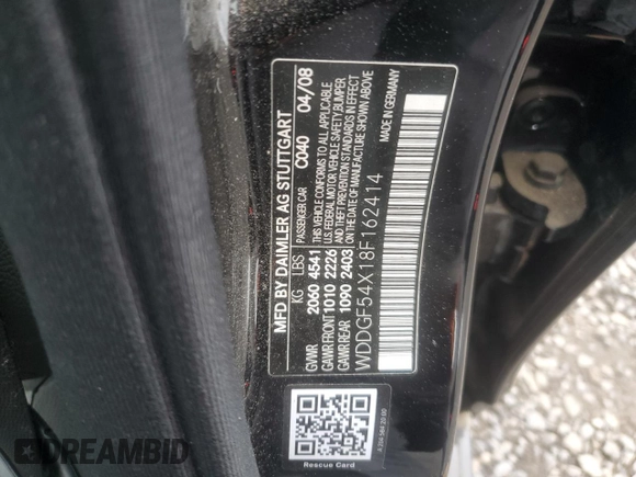 2008 Mercedes-Benz C 300 Sport with VIN WDDGF54X18F162414, listed as a Copart auction lot 57483155 with 54,269 mi miles and Clean title. Bid and sale history available at DreamBid. Image 12.