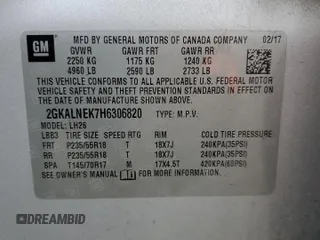 2017 GMC Terrain SLE with VIN 2GKALNEK7H6306820, listed as a Copart auction lot 50320725 with 137,379 mi miles and Clean Title. Bid and sale history available at carsss.com. Image 12.
