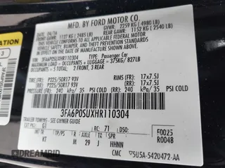2017 Ford Fusion Titanium with VIN 3FA6P0SUXHR110304, listed as a IAAI auction lot 42119565 with 118,706 mi miles and . Bid and sale history available at DreamBid. Image 9.