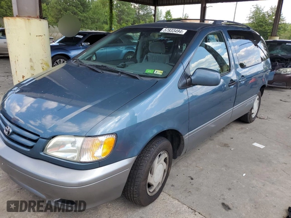 2001 Toyota Sienna LE with VIN 4T3ZF13C51U399874, listed as a Copart auction lot 57933494 with 0 mi miles and Clean Title. Bid and sale history available at carsss.com. Image 1.