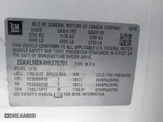2017 GMC Terrain SLE with VIN 2GKALMEK4H6275701, listed as a IAAI auction lot 41534302 with 111,202 mi miles. Bid and sale history available at carsss.com. Image 9.