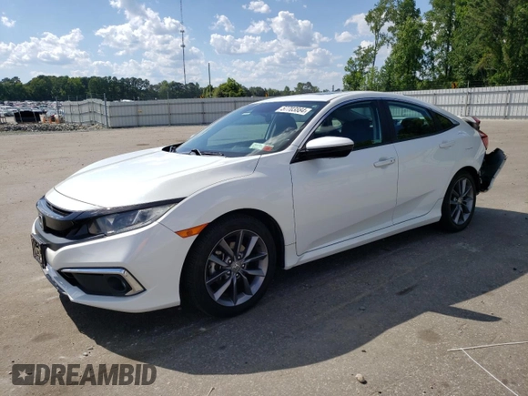 2019 Honda Civic Sedan EX with VIN 19XFC1F39KE210972, listed as a Copart auction lot 57703884 with 76,664 mi miles and Non Repairable. Bid and sale history available at carsss.com. Image 1.