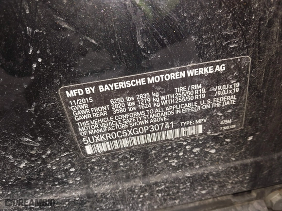 2016 BMW X5 xDrive35i with VIN 5UXKR0C5XG0P30741, listed as a IAAI auction lot 41724236 with 62,964 mi miles. Bid and sale history available at carsss.com. Image 9.