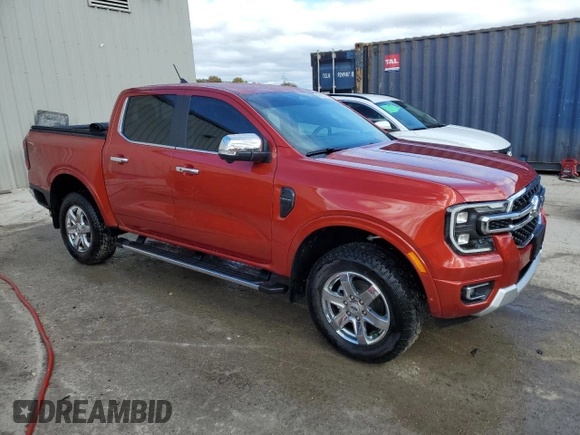 2024 Ford Ranger LARIAT with VIN 1FTER4KH0RLE20133, listed as a Copart auction lot 76017404 with 6,144 mi miles and Salvage Title. Bid and sale history available at carsss.com. Image 4.