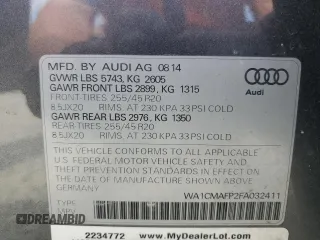 2015 Audi Q5 Premium Plus with VIN WA1CMAFP2FA032411, listed as a Copart auction lot 60981165 with 123,270 mi miles and Salvage title. Bid and sale history available at DreamBid. Image 13.