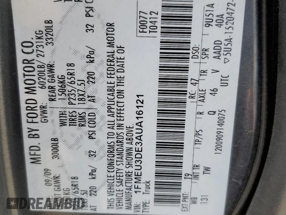 2010 Ford Explorer Sport Trac Limited z VIN 1FMEU3DE3AUA16121, wystawiony jako Copart lot #56853875 z przebiegiem 182 836 mil mil oraz Szkoda całkowita • Salvage title. Historia ofert i sprzedaży dostępna na DreamBid. Obrazek 13.