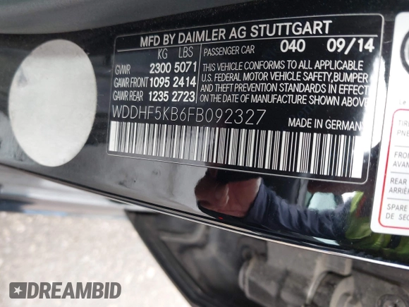2015 Mercedes-Benz E 350 Sport with VIN WDDHF5KB6FB092327, listed as a IAAI auction lot 41782045 with 162,348 mi miles and . Bid and sale history available at DreamBid. Image 9.