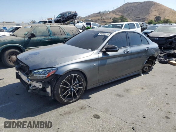 2021 Mercedes-Benz C 43 AMG with VIN W1KWF6EBXMR617497, listed as a Copart auction lot 61688875 with 63,405 mi miles and Salvage title. Bid and sale history available at DreamBid. Image 1.