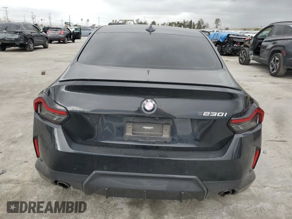 2022 BMW 2 Series 230i with VIN 3MW23CM02N8C63743, listed as a Copart auction lot 49281705 with 24,043 mi miles and Salvage Title. Bid and sale history available at carsss.com. Image 6.