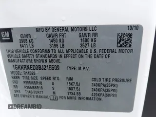 2011 GMC Acadia SL z VIN 1GKKRNED3BJ215509, wystawiony jako IAAI lot #42413674 z przebiegiem 96 524 mil mil oraz . Historia ofert i sprzedaży dostępna na DreamBid. Obrazek 9.
