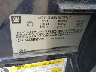 2011 Buick LaCrosse CXL with VIN 1G4GC5GC8BF222865, listed as a Copart auction lot 59014345 with 158,321 mi miles and Salvage title. Bid and sale history available at DreamBid. Image 12.
