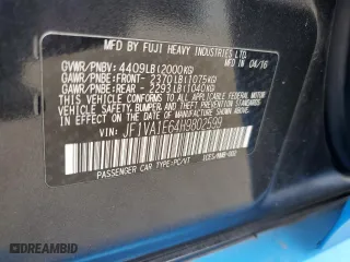 2017 Subaru WRX Premium with VIN JF1VA1E64H9802599, listed as a Copart auction lot 45592575 with 179,945 mi miles and Salvage Title. Bid and sale history available at carsss.com. Image 13.