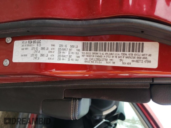 2016 Jeep Cherokee 75th Anniversary with VIN 1C4PJLCB9GW137780, listed as a Copart auction lot 51342475 with 97,553 mi miles and Salvage Title. Bid and sale history available at carsss.com. Image 13.