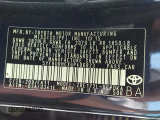 2016 Toyota Corolla L with VIN 5YFBURHEXGP406823, listed as a IAAI auction lot 41798717 with 156,423 mi miles and . Bid and sale history available at DreamBid. Image 9.
