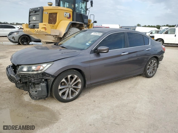 2014 Honda Accord Sedan Sport with VIN 1HGCR2F53EA041811, listed as a Copart auction lot 45383585 with 116,440 mi miles and Salvage Title. Bid and sale history available at carsss.com. Image 1.
