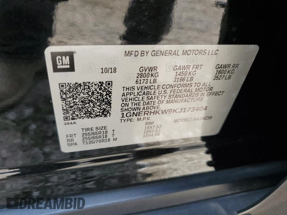 2019 Chevrolet Traverse LT z VIN 1GNERHKW9KJ173404, wystawiony jako Copart lot #58532605 z przebiegiem 105 730 mil mil oraz Szkoda całkowita • Salvage title. Historia ofert i sprzedaży dostępna na DreamBid. Obrazek 14.